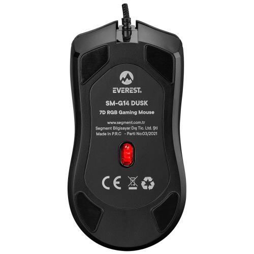 En ucuz EVEREST SM-G14 DUSK Usb Siyah 1600-7200 dpi RGB Ledli Gaming Oyuncu Mouse